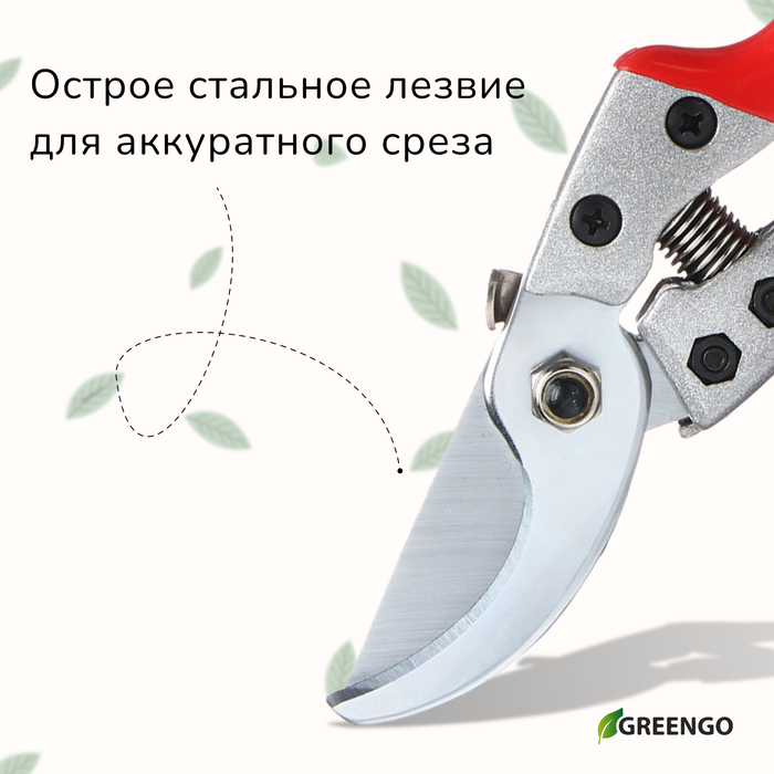 Секатор плоскостной, 9 Секатор плоскостной, 9" (23 см), с пластиковыми ручками, Greengo