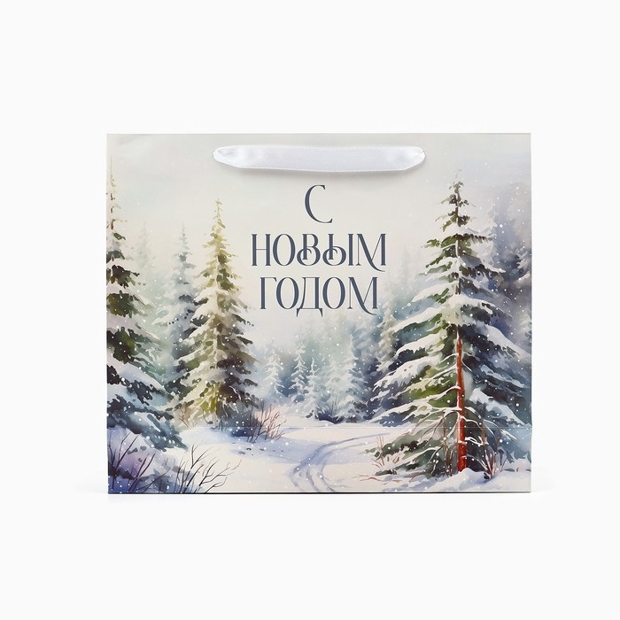Пакет подарочный новогодний ламинированный &laquo;Зимний лес&raquo;, M 26 х 30 х 9 см , Новый год