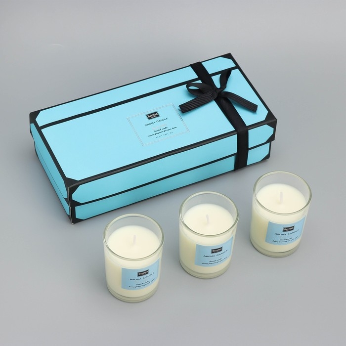 Набор свечей ароматических  Набор свечей ароматических "Aroma Candle", морская вода, 3 шт