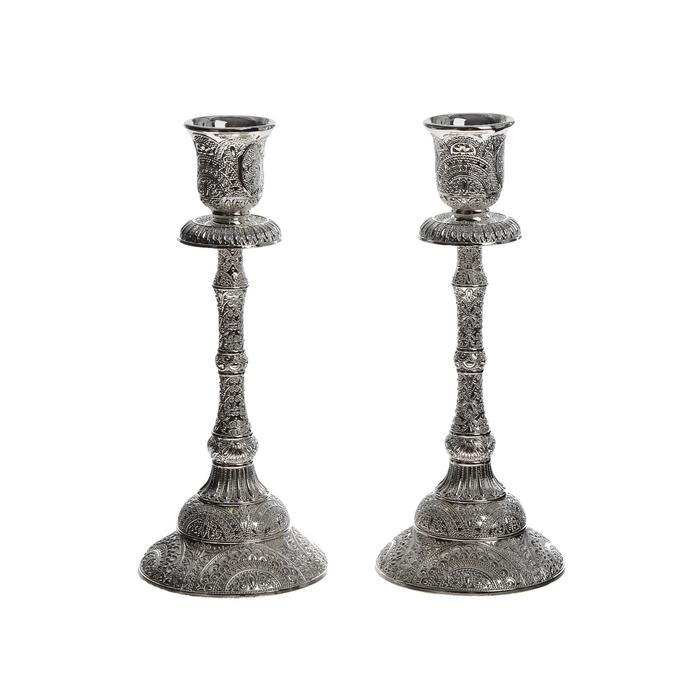 Подсвечник металл Подсвечник металл "Великолепный век" набор 2 шт цвет серебро 19х8х8 см