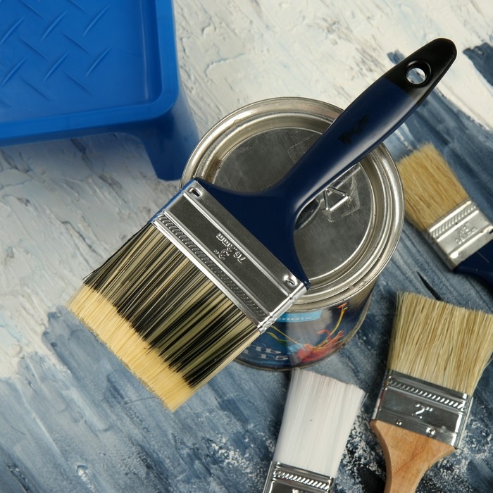 Кисть плоская ТУНДРА, искусственная щетина, пластиковая рукоятка, 3 Кисть плоская ТУНДРА, искусственная щетина, пластиковая рукоятка, 3", 75 мм