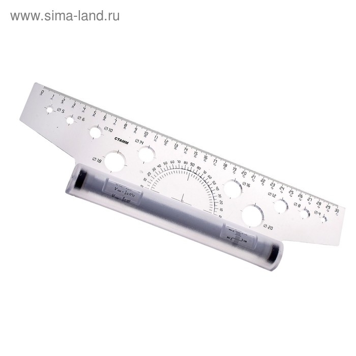 Рейсшина 30 см Стамм, бесцветная, пластиковый ролик, европодвес Рейсшина 30 см Стамм, бесцветная, пластиковый ролик, европодвес