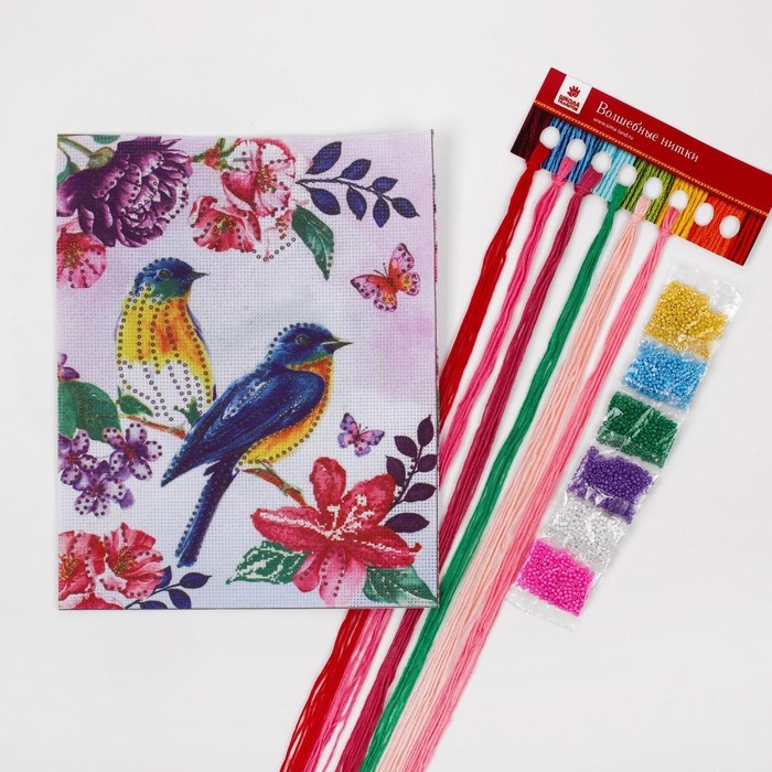 Вышивка крестиком с бисером «Птицы», набор для творчества, 20 х 25 см Вышивка крестиком с бисером «Птицы», набор для творчества, 20 х 25 см