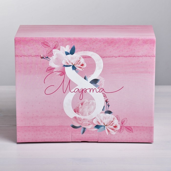 Коробка‒пенал, упаковка подарочная, «С 8 Марта!», 30 х 23 х 12 см Коробка‒пенал, упаковка подарочная, «С 8 Марта!», 30 х 23 х 12 см