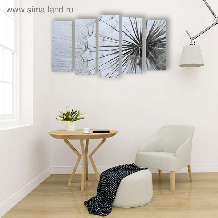 Картина модульная на подрамнике  Картина модульная на подрамнике "Одуванчик" 125х80 см (2-25х63, 2-25х70, 1-25х80)