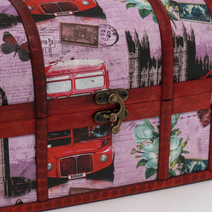 Шкатулка дерево сундучок  Шкатулка дерево сундучок "Путешествие по Европе" 15х20х15 см