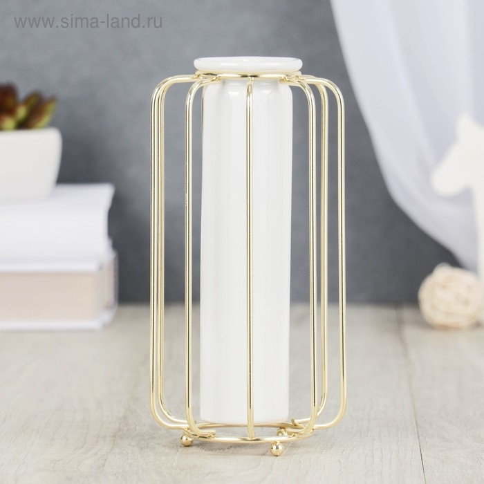 Ваза керамика настольная Ваза керамика настольная "Гауди" цилиндр, 10х18,5 см, белый