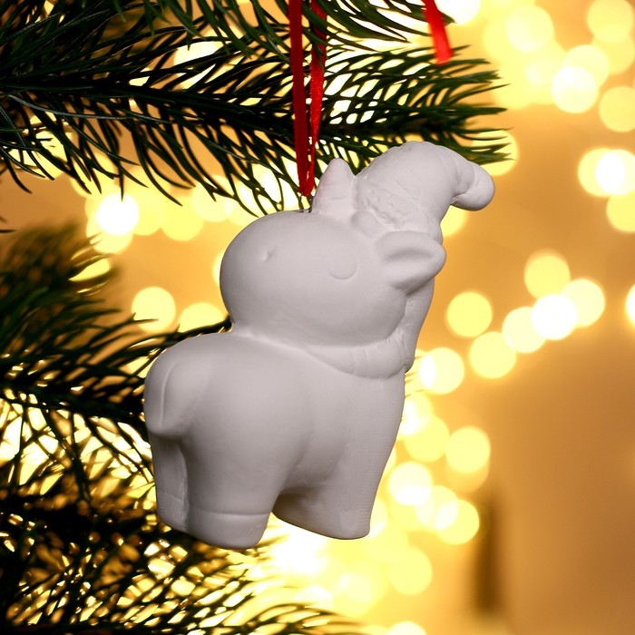 Новый год! Ёлочное украшение под раскраску &laquo;Единорог в колпачке&raquo; с подвесом, кисть