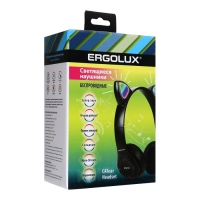 Наушники  ERGOLUX ELX-BTHP02-C02, беспроводные, накладные, микрофон, 250мАч, FM, черные