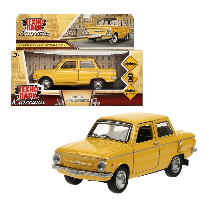 Машинка металлическая «ЗАЗ-968А», ретро - модель «Запорожец», открываются двери, багажник, инерция, 12 см желтый Машинка металлическая «ЗАЗ-968А», ретро - модель «Запорожец», открываются двери, багажник, инерция, 12 см желтый