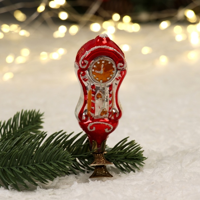 Ёлочное украшение Ёлочное украшение "Часы на прищепке" красный, в подарочной упаковке