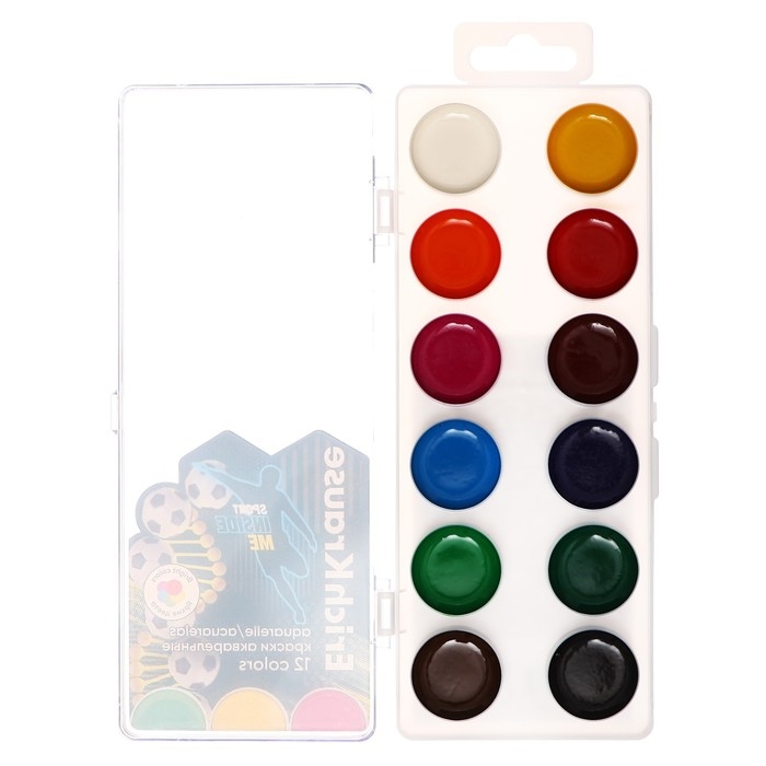 Акварель 12 цветов, ErichKrause Sport DNA, без кисти, пластиковая коробка, европодвес Акварель 12 цветов, ErichKrause Sport DNA, без кисти, пластиковая коробка, европодвес