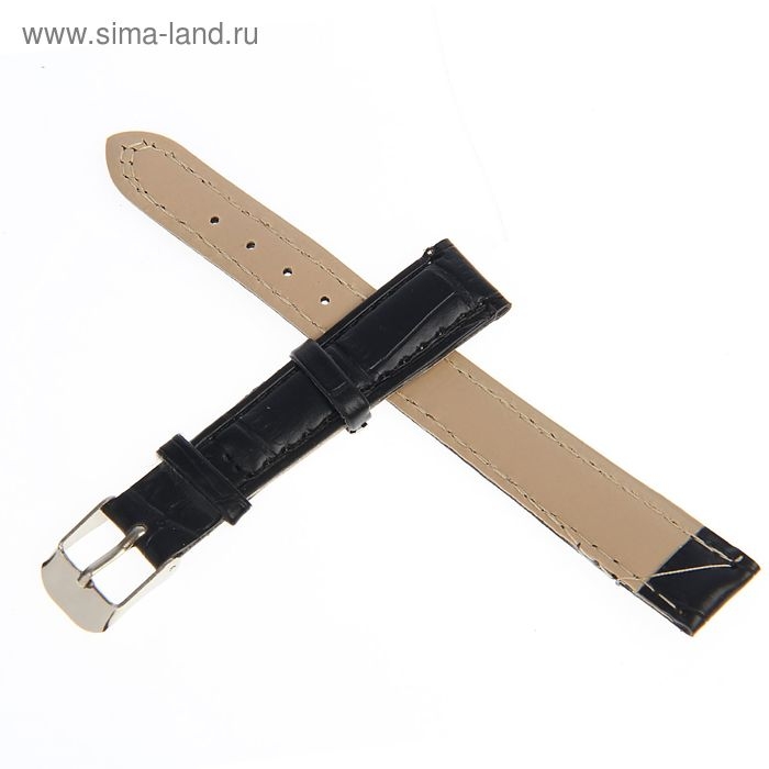 Ремешок для часов Ремешок для часов "Соломон", 14 мм, экокожа, l-19 см, черный