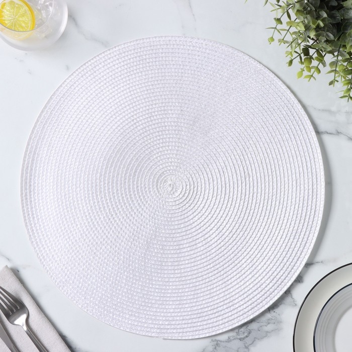 Салфетка сервировочная на стол Доляна «Лофт», d=38 см, цвет белый Салфетка сервировочная на стол Доляна «Лофт», d=38 см, цвет белый