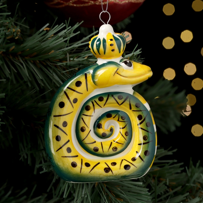 Ёлочный фарфоровая игрушка Ёлочный фарфоровая игрушка "Змей", крепление петля, 9 см