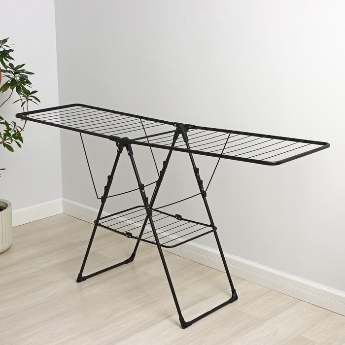 Сушилка для белья напольная двухуровневая, рабочая длина 21 м, цвет чёрный Сушилка для белья напольная двухуровневая, рабочая длина 21 м, цвет чёрный