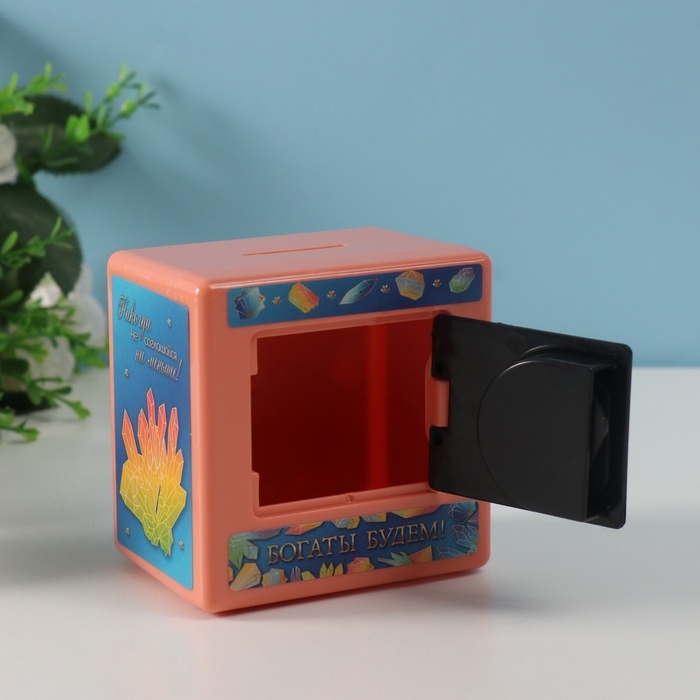 Копилка пластик Копилка пластик "Сейф. Котик и драгоценности" 8,5х6х8,5см