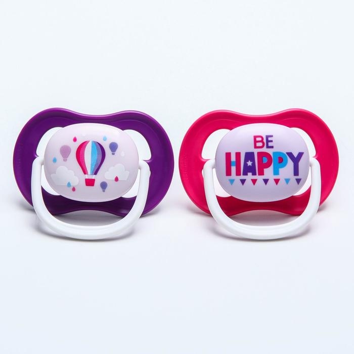 Пустышка ultra air Lime, Be happy/Воздушный шар, 6-18 мес, 2 шт, для девочек Пустышка ultra air Lime, Be happy/Воздушный шар, 6-18 мес, 2 шт, для девочек