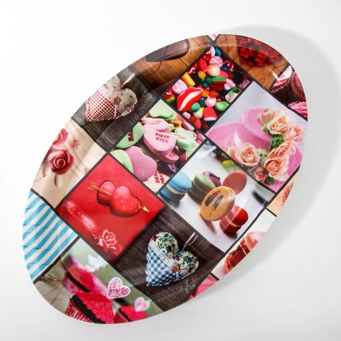 Поднос овальный Доляна «Макаруны», 37×24×3 см, цвет МИКС Поднос овальный Доляна «Макаруны», 37×24×3 см, цвет МИКС