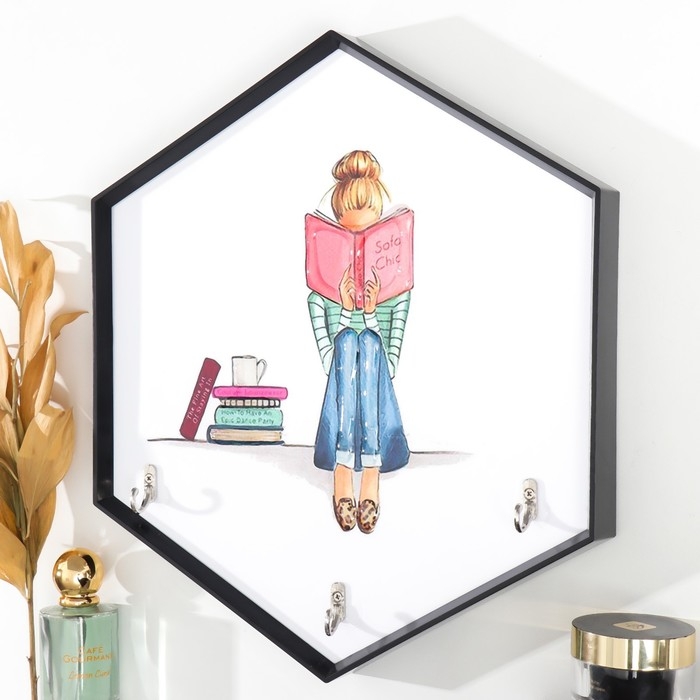 Крючки декоративные 3 крючка Крючки декоративные 3 крючка "Девушка с книгой" 34х30 см