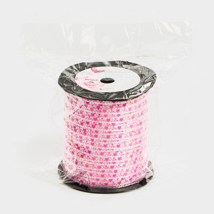 Лента упаковочная пластиковая «Сердечки и звездочки», белая, 0.5 см х 200м Лента упаковочная пластиковая «Сердечки и звездочки», белая, 0.5 см х 200м