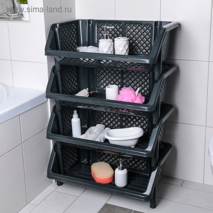 Этажерка напольная для хранения 4-х секционная «Эконом», цвет МИКС Этажерка напольная для хранения 4-х секционная «Эконом», цвет МИКС