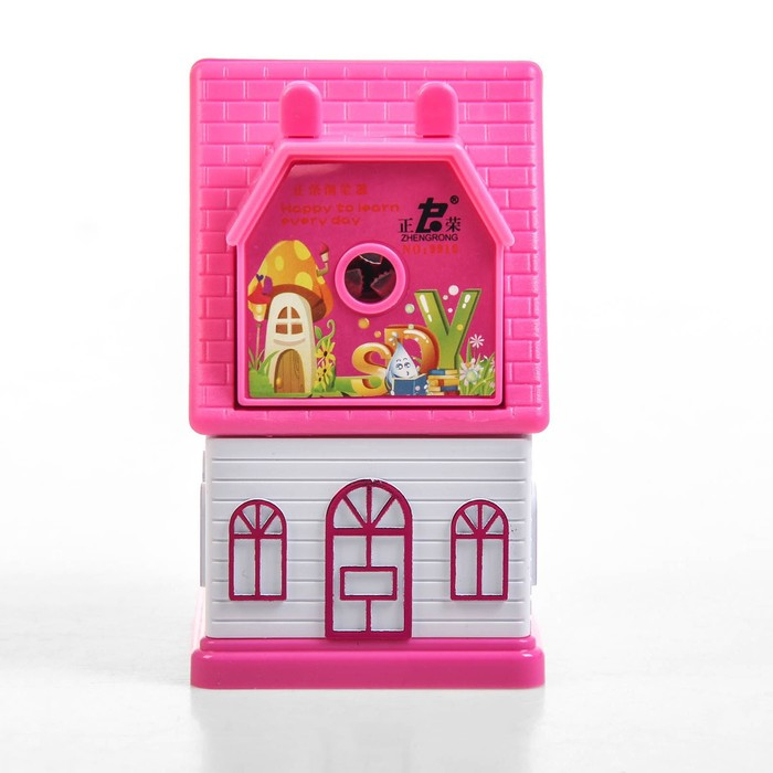 Точилка механическая с контейнером Точилка механическая с контейнером "Домик", МИКС