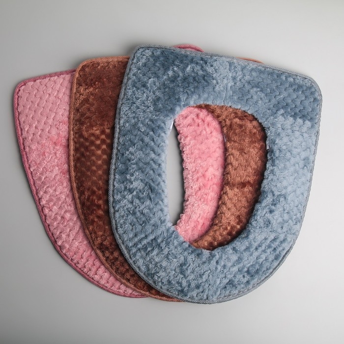 Чехол на сиденье для унитаза на липучках Доляна «Плюш», 34×40 см, цвет МИКС Чехол на сиденье для унитаза на липучках Доляна «Плюш», 34×40 см, цвет МИКС