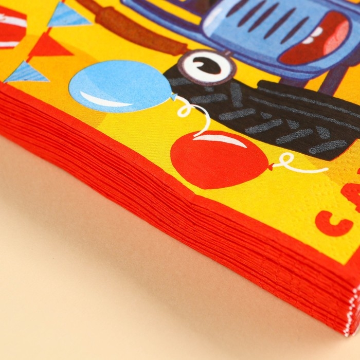 Салфетки бумажные Салфетки бумажные "С днём рождения", 33х33 см, 20 штук, 3-х слойные, Синий трактор