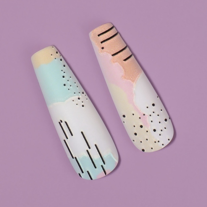 Ногти накладные с кл пластинами 12шт Абстракция балерина разноцв к/кор QF Ногти накладные с кл пластинами 12шт Абстракция балерина разноцв к/кор QF