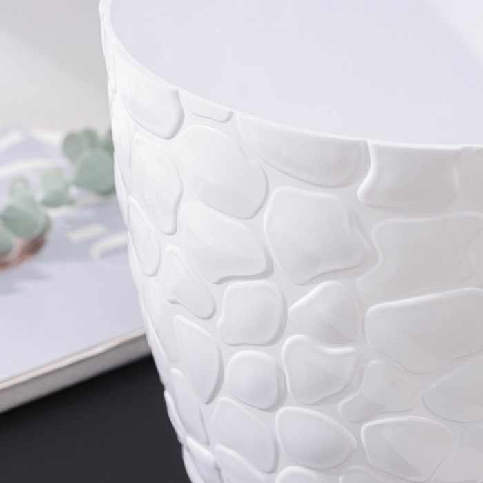 Горшок для цветов с поддоном «Камешки», 5 л, пластик, белый Горшок для цветов с поддоном «Камешки», 5 л, пластик, белый