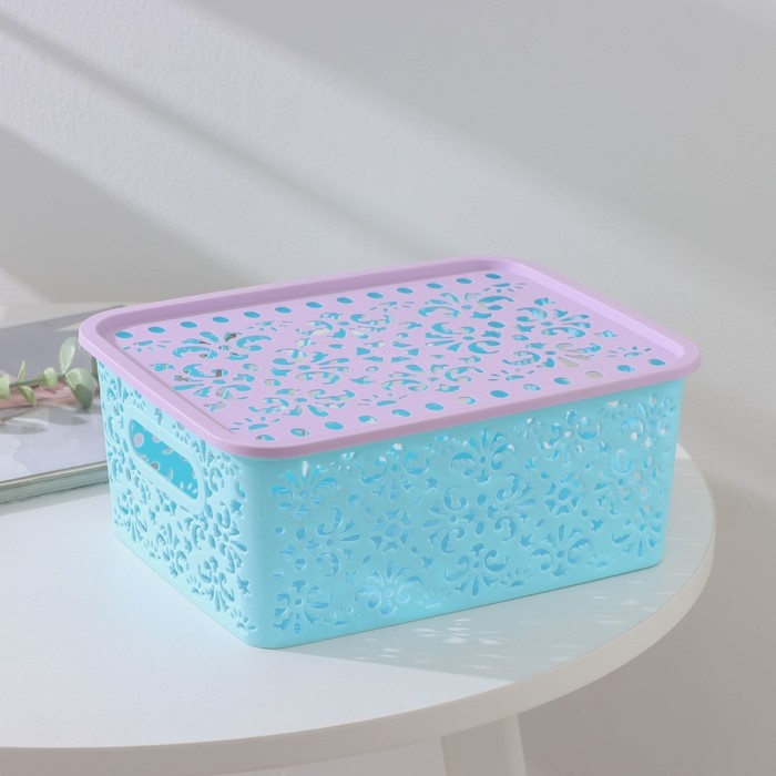 Контейнер для хранения с крышкой «Узор», пластик, 25×19×10 см, цвет МИКС Контейнер для хранения с крышкой «Узор», пластик, 25×19×10 см, цвет МИКС