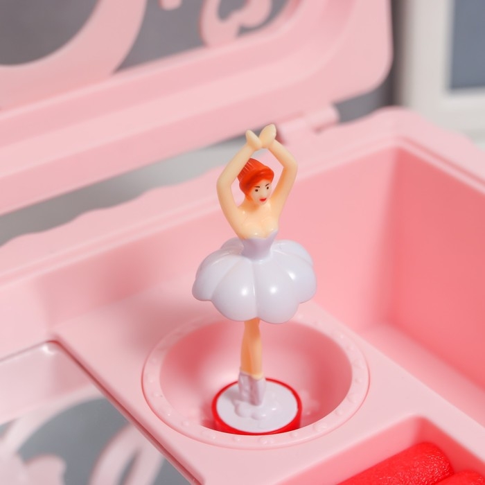 Шкатулка музыкальная механическая Шкатулка музыкальная механическая "Влюблённые" розовая 12,5х17,5х8 см