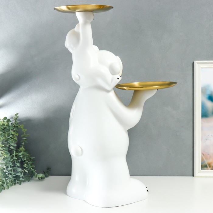 Сувенир полистоун подставка Сувенир полистоун подставка "Белый мишка с медвежонком на плечах" 76х32х32 см