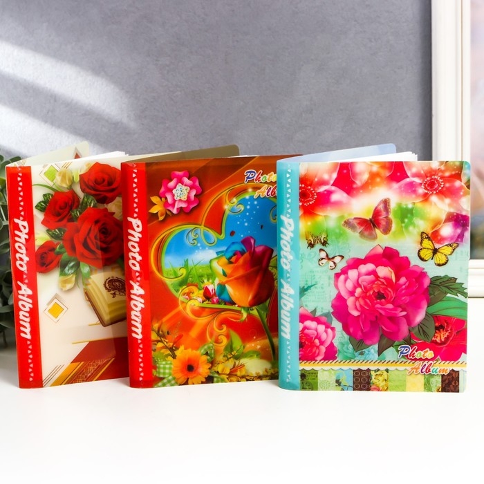 Фотоальбом на 36 фото 10х15 см  Фотоальбом на 36 фото 10х15 см "Цветочник" МИКС 16,5х12,5х1,5 см