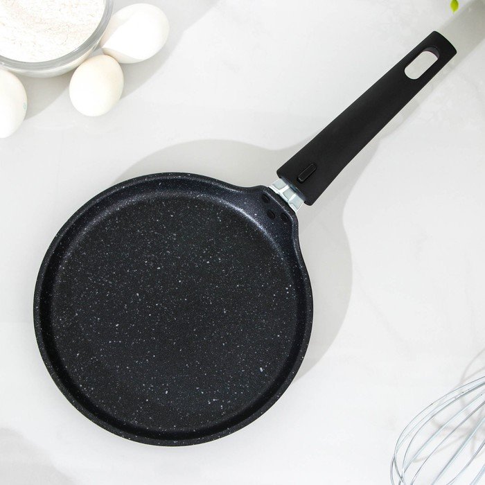 Сковорода блинная, d=20 см, пластиковая ручка, антипригарное покрытие, цвет тёмный мрамор Сковорода блинная, d=20 см, пластиковая ручка, антипригарное покрытие, цвет тёмный мрамор