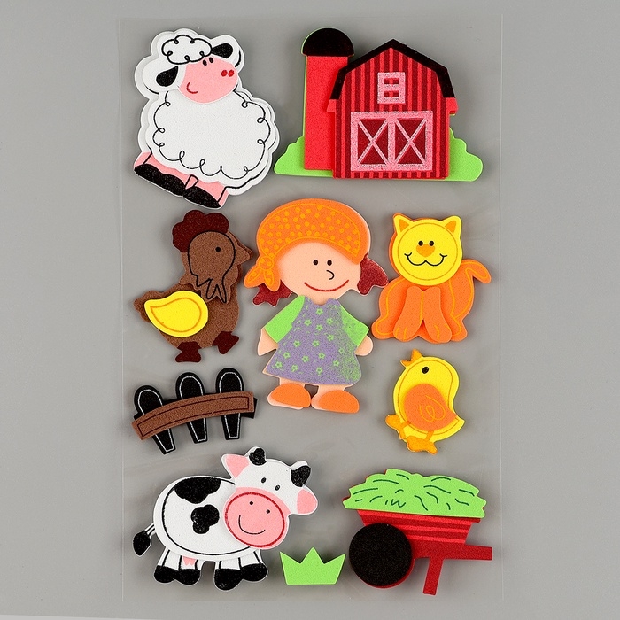 Набор наклеек из EVA  Набор наклеек из EVA "Ферма", 10 шт