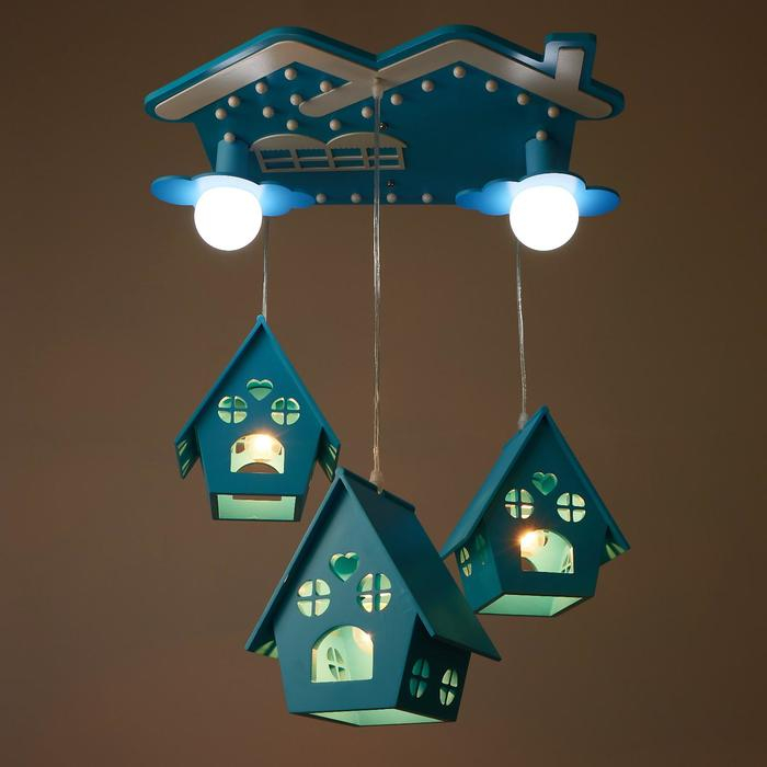 Люстра "Домики" 5хЕ27 40Вт синий 60х55х70 см