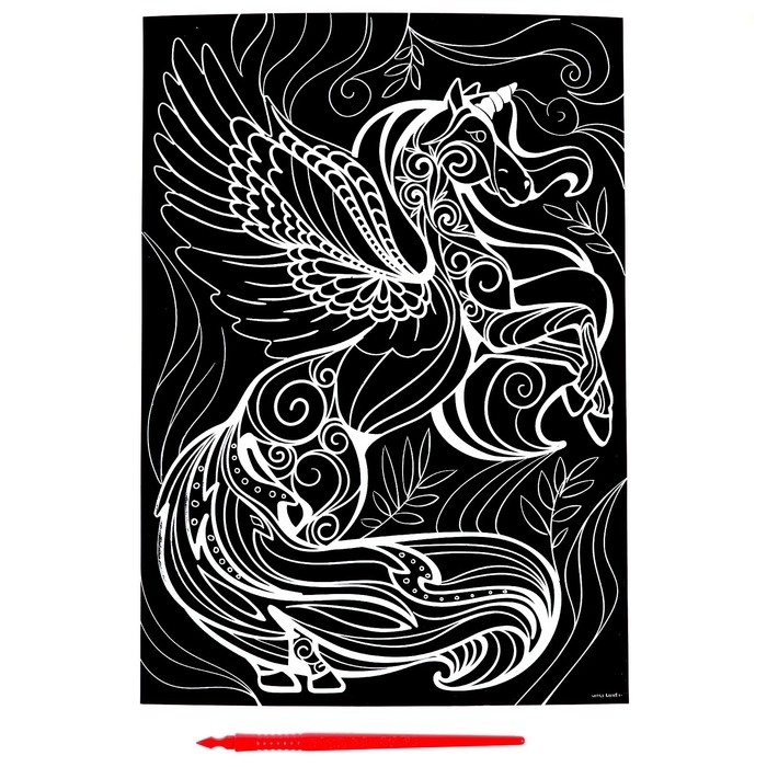 Гравюра «Волшебный единорог» с металлическим эффектом «золото» А4 Гравюра «Волшебный единорог» с металлическим эффектом «золото» А4