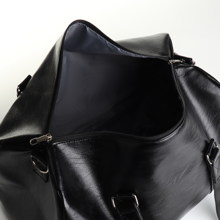 Сумка дорожная на молнии, отдел для обуви, длинный ремень, цвет чёрный Сумка дорожная на молнии, отдел для обуви, длинный ремень, цвет чёрный