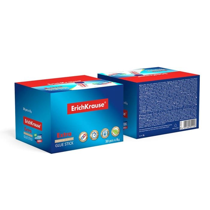 Клeй-карандаш ErichKrause Extra PVP, 8 г, усиленный Клeй-карандаш ErichKrause Extra PVP, 8 г, усиленный