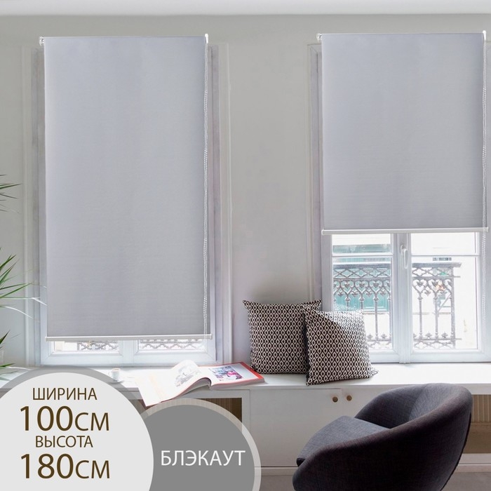 Штора рулонная «Механика. Блэкаут», 100×180 см (с учётом креплений 3,5 см), цвет серый Штора рулонная «Механика. Блэкаут», 100×180 см (с учётом креплений 3,5 см), цвет серый