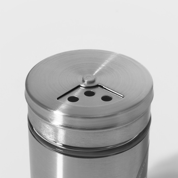 Солонка стеклянная Доляна «Стиль», 130 мл, 5×8 см, цвет серебряный Солонка стеклянная Доляна «Стиль», 130 мл, 5×8 см, цвет серебряный