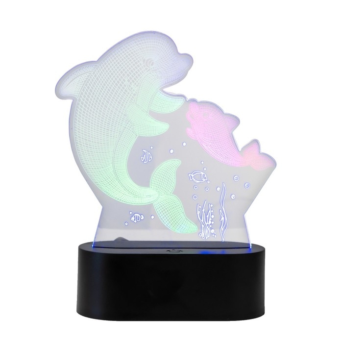 Светильник сенсорный Светильник сенсорный "2 дельфина" LED USB (90см) от батареек 3xАА черный 15х5,5х17,8 см RISALUX 765