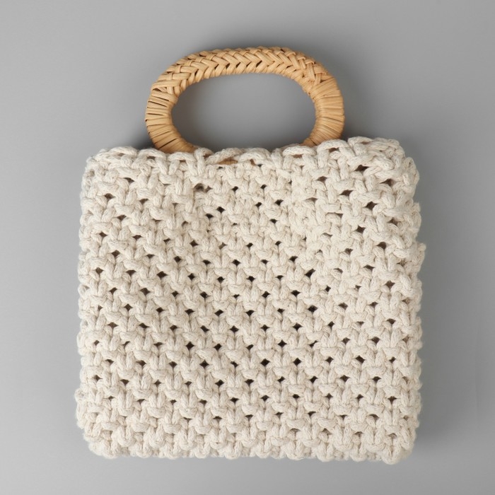 Ручки для сумок деревянные, плетёные, d = 9,8 × 5,9 / 13,5 × 9,5 см, 2 шт, цвет бежевый Ручки для сумок деревянные, плетёные, d = 9,8 × 5,9 / 13,5 × 9,5 см, 2 шт, цвет бежевый