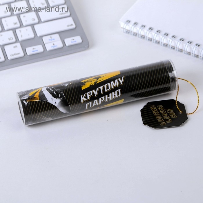 Ручка шариковая синяя паста в тубусе Ручка шариковая синяя паста в тубусе "Для самого смелого", пластик