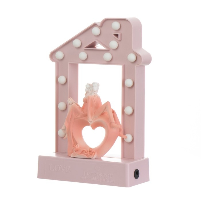 Ночник Ночник "Влюбленные" 14хLED 4000К USB 3хАА розовый 24,5х7х15,5см RISALUX