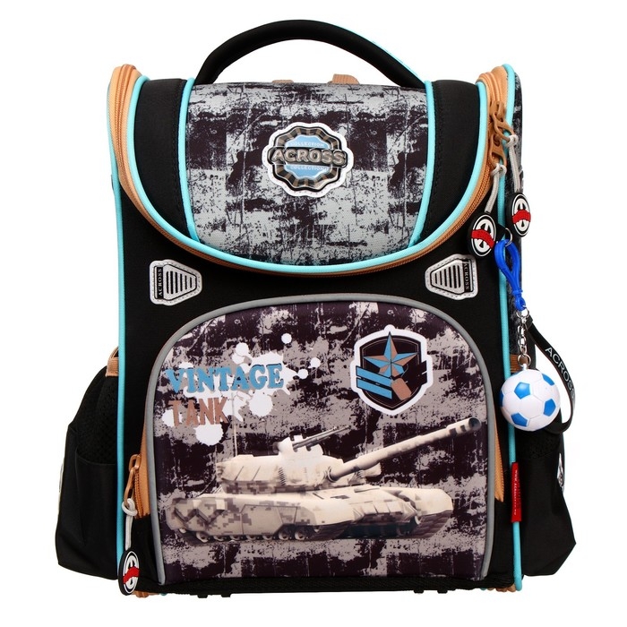 Ранец школьный Стандарт, раскаладной, 35 х 22 х 12 см, Across 191, наполнение: мешок, брелок Ранец школьный Стандарт, раскаладной, 35 х 22 х 12 см, Across 191, наполнение: мешок, брелок