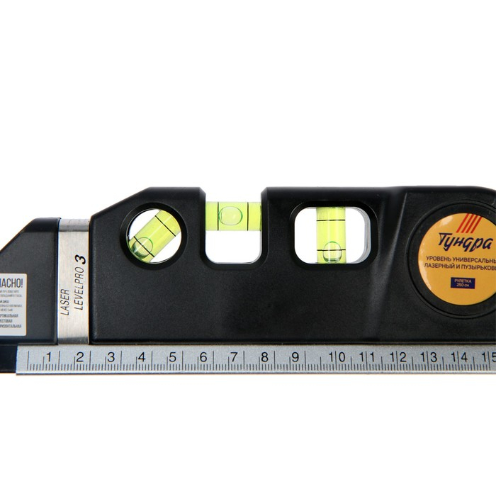 Уровень универсальный 4 в 1 ТУНДРА, лазерный, пузырьковый, рулетка 2.5 м, линейка 150 мм Уровень универсальный 4 в 1 ТУНДРА, лазерный, пузырьковый, рулетка 2.5 м, линейка 150 мм
