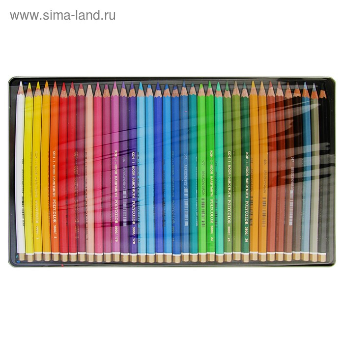 Карандаши художественные 36 цветов, Koh-I-Noor 3825 PolyColor, мягкие, в металлическом пенале Карандаши художественные 36 цветов, Koh-I-Noor 3825 PolyColor, мягкие, в металлическом пенале
